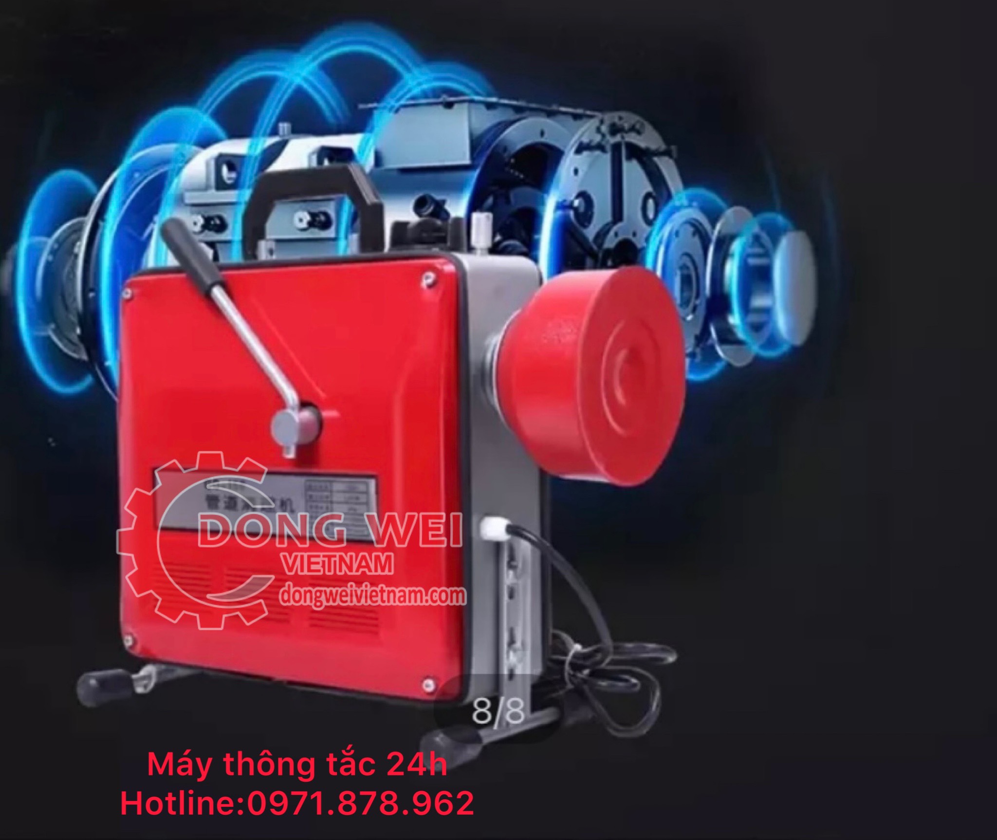 Máy thông cống GQ150-2200w kèm 3 cuộn dây đường kính 8,16,22mm