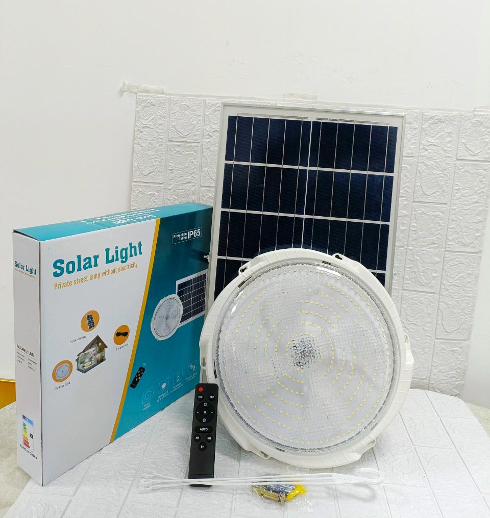 Đèn năng lượng mặt trời ốp trần 300W, Vỏ nhôm, Tấm pin NLMT rời, Ánh sáng trắng- 300WOT