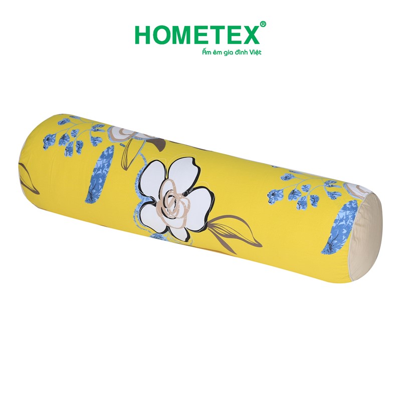 Gối ôm dây kéo phối cotton hoa Hometex - Giao màu ngẫu nhiên