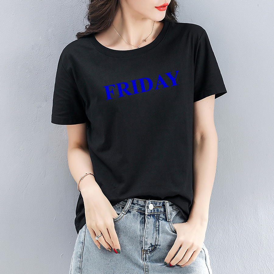 Áo Thun Nữ Màu Đen In Chữ FRIDAY Thứ 6