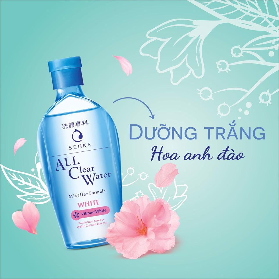 Nước Tẩy Trang Dưỡng Trắng Micellar Senka Nhật 230ml