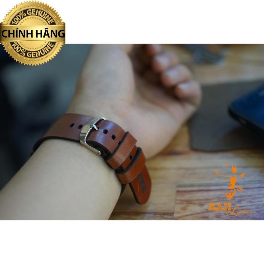 DÂY ĐỒNG HỒ DA BÒ THANH LỊCH - RAM SIMPLE 3 DA BÒ NÂU ĐỎ SANG TRỌNG .