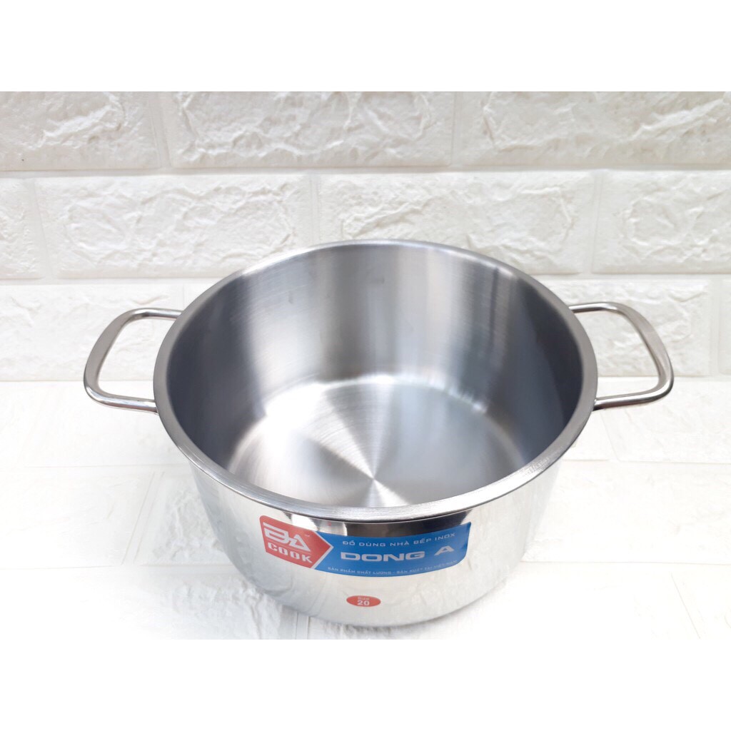 Bộ nồi đáy từ 3 cái đáy từ Đông á gồm 3 size 16cm/18cm/24cm có 2 loại nắp inox và nắp kính (chọn phân loại)-Hàng chính hãng