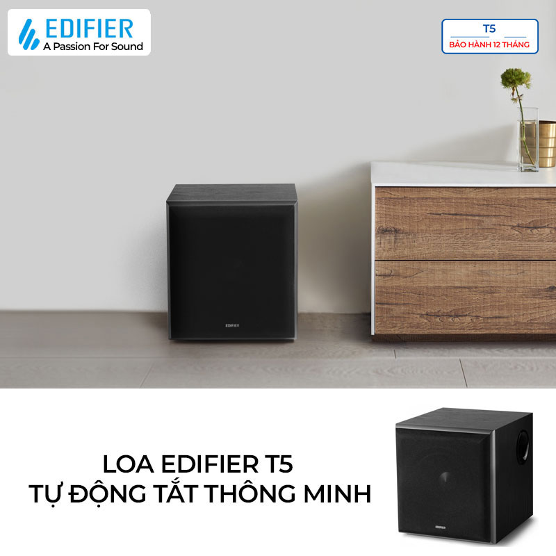 Loa EDIFIER T5 siêu trầm Công suất 70W Bass driver 8 inch Low Pass Filter Hiệu ứng âm thanh sống động - Hàng chính hãng