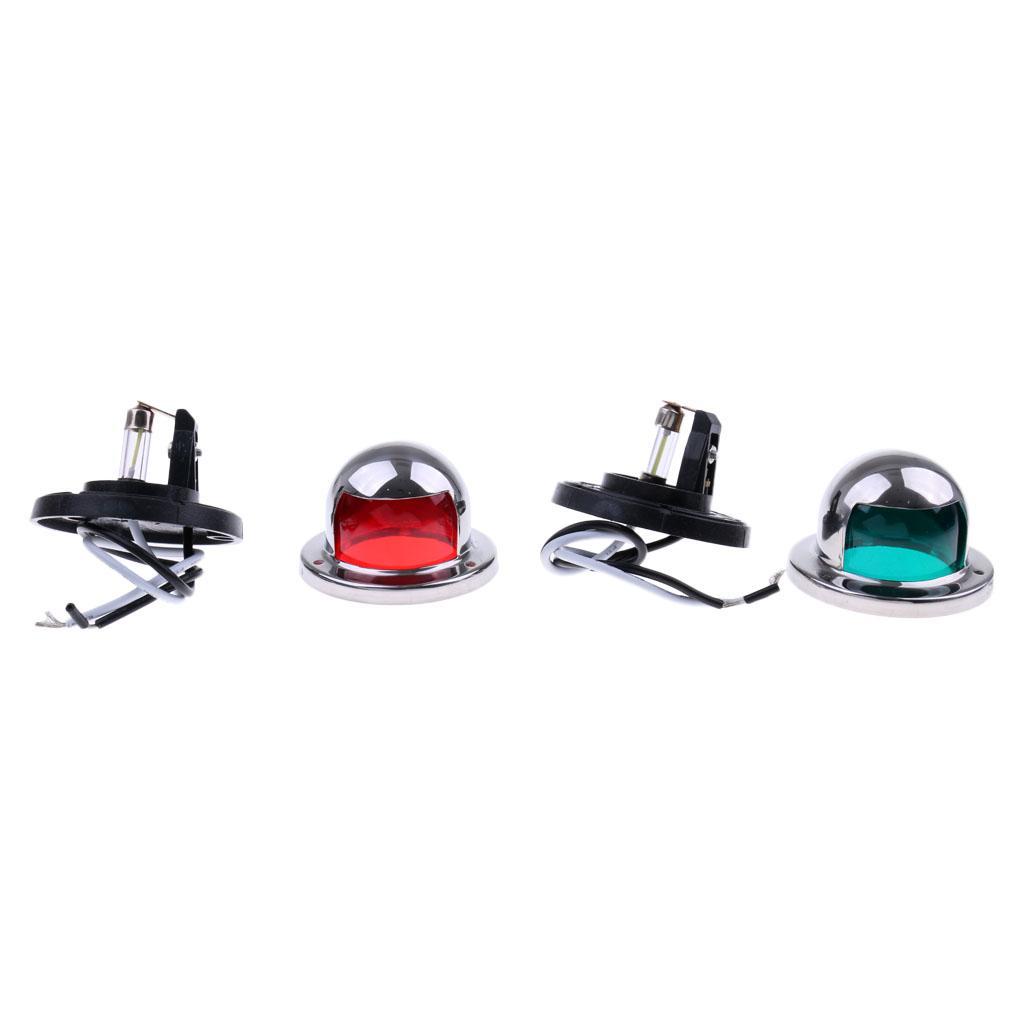 1 Pair Stainless Steel 12V Marine Boat Yacht Light LED Bow Navigation Side Boat Underwater Lights Sailing Signal Light Red & Green