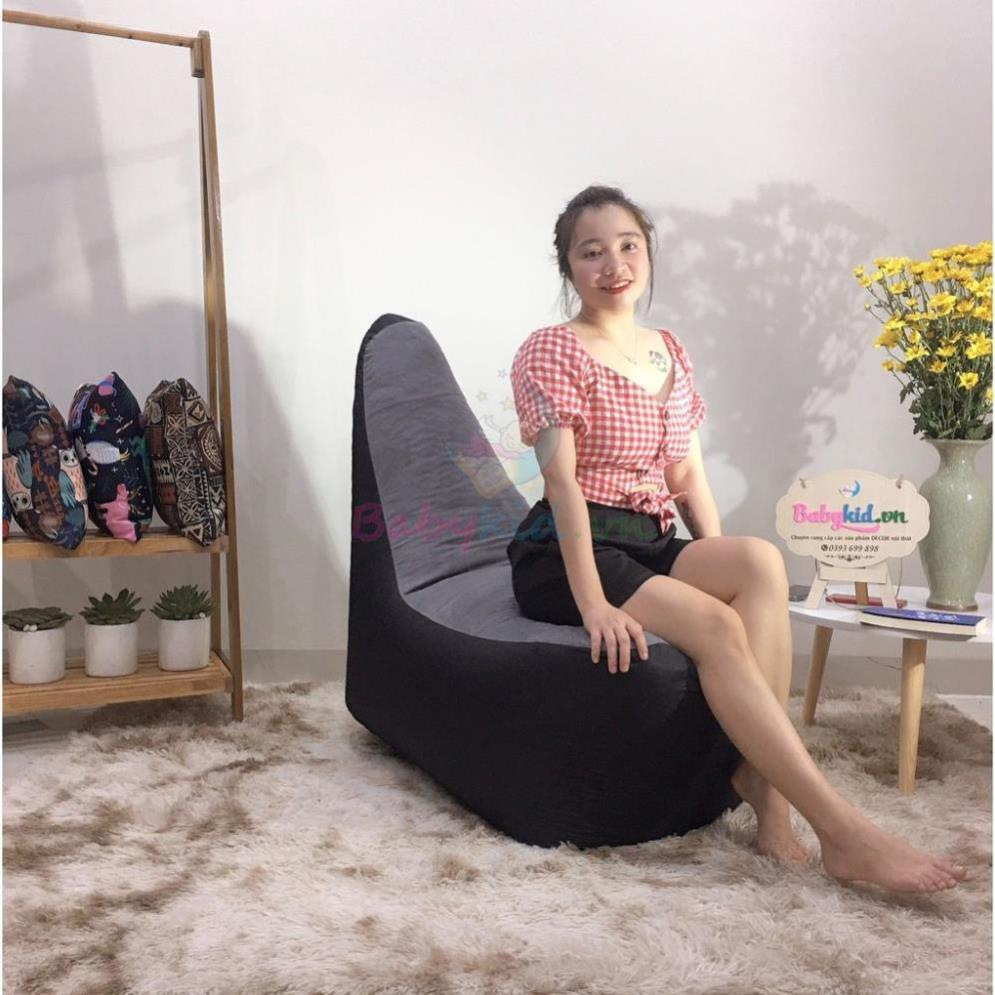 Ghế xốp sofa nhọn, size 60x80cm, có xốp, da lộn xám đen