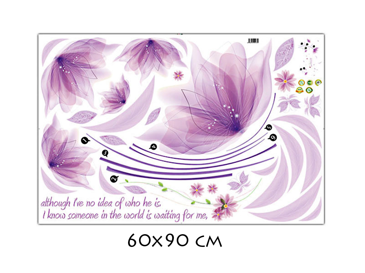 Decal dán tường hoa pha lê tím xl8190