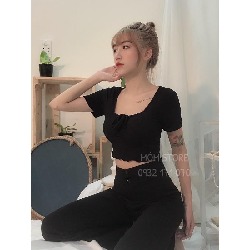 Áo Croptop Rút Dây Thun Gân Xịn Mịn