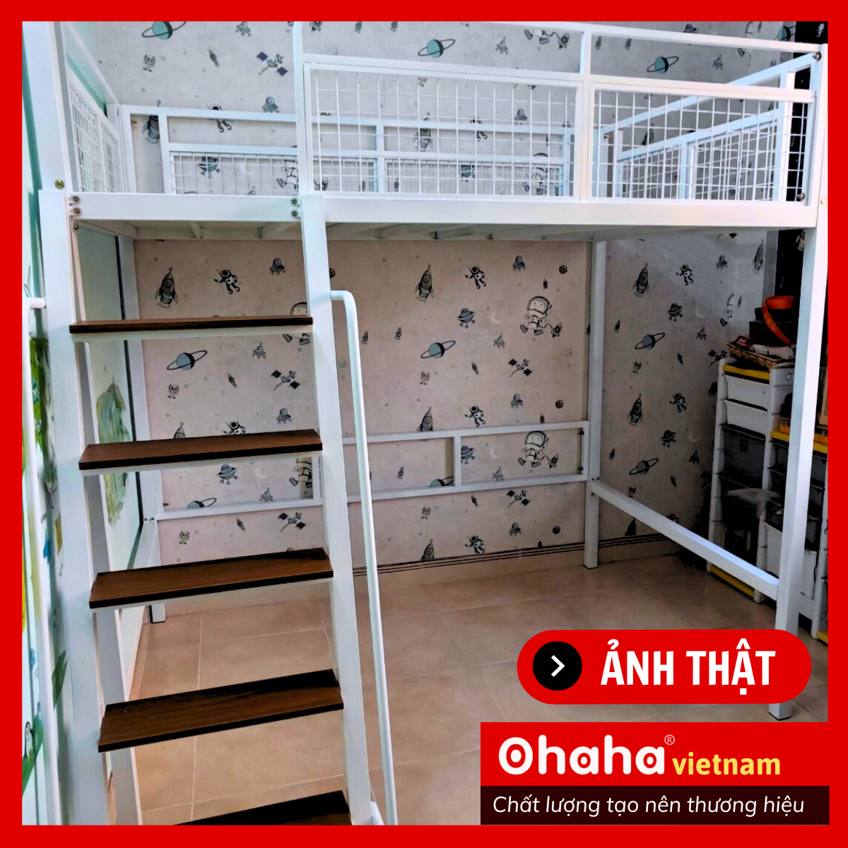 [Kèm Ảnh Thực Tế - Miễn phí vận chuyển &amp; Lắp đặt] GIƯỜNG TẦNG THÔNG MINH KHUNG SẮT CÓ BÀN HỌC OHAHA - GTS001