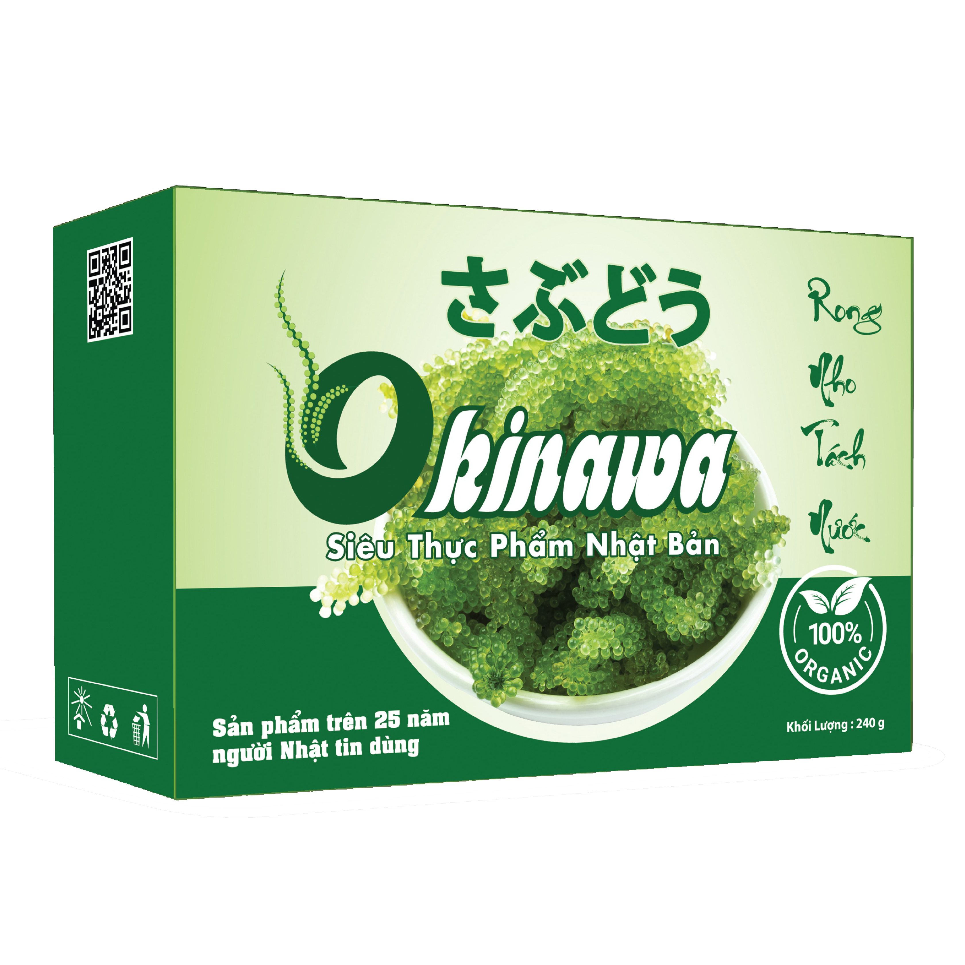 Rong Nho Tươi Tách Nước Okinawa 240g (12 gói x 20g) (Mẫu mới) - Thần Dược Đại Dương