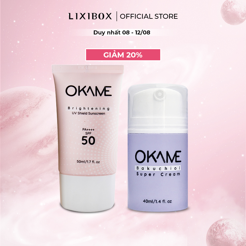 Combo Kem Chống Nắng Okame và Kem dưỡng chống lão hoá, săn chắc da Okame Bakuchiol Super Cream 40ml