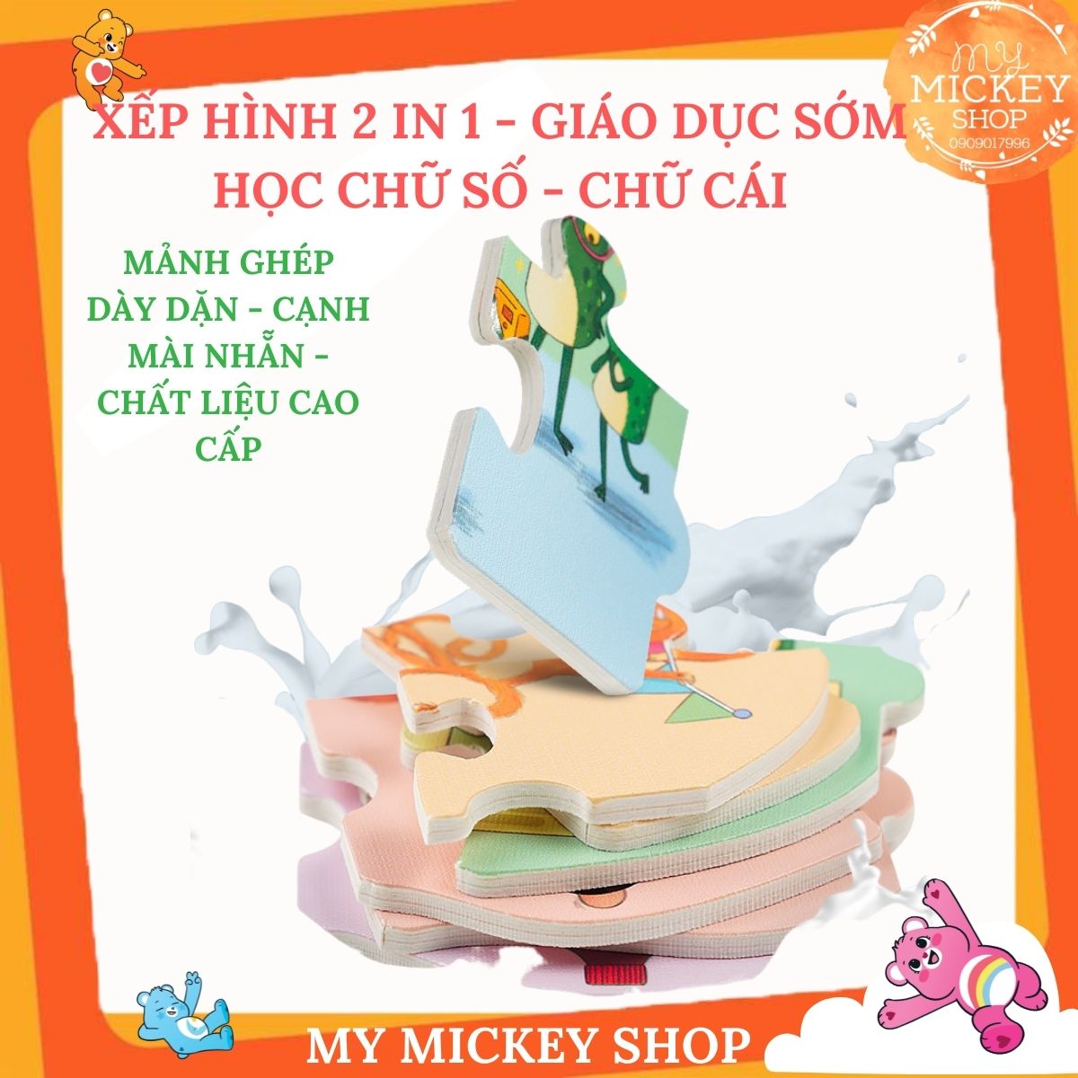 Đồ chơi xếp hình hãng TOI gỗ trí tuệ dành cho bé học có 3 chủ đề bảng chữ cái ABC (có nam châm) và số đếm, thời gian cho bé từ 3 tuổi