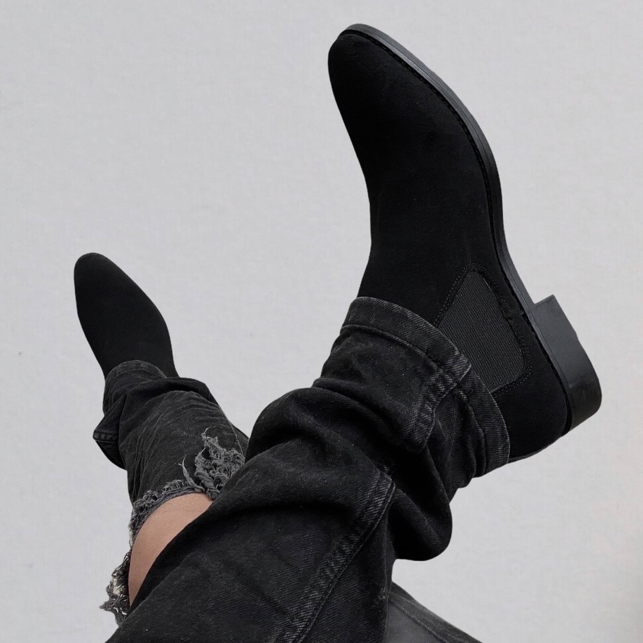 Giày Chelsea Boot Cổ Cao Da Bò Thật TEFOSS HT350 Đen