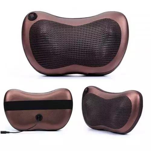 Gối mát-xa hồng ngoại Massage Pillow nâu 8 bi nhật bản + Tặng máy mát xa cá heo cao cấp