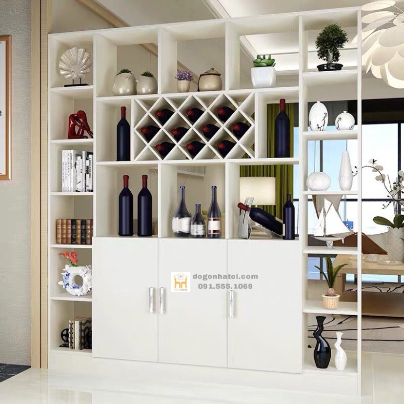 KỆ - TỦ RƯỢU KIÊM VÁCH NGĂN PHÒNG KHÁCH TR605; 1m8 x 2m - Màu Trắng