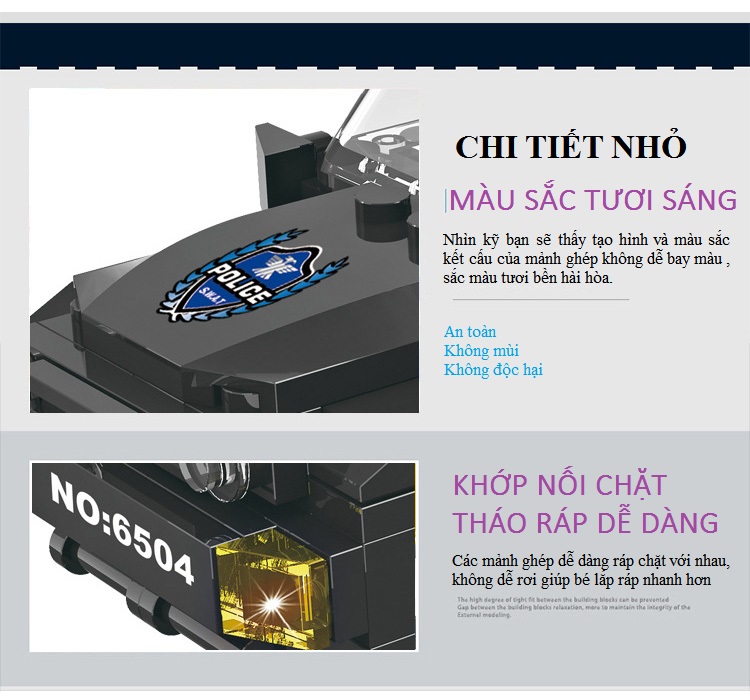 Bộ Đồ Chơi Lắp Ráp Xe Cảnh Sát Đặc Nhiệm Dành Cho Trẻ Trên 6 Tuổi