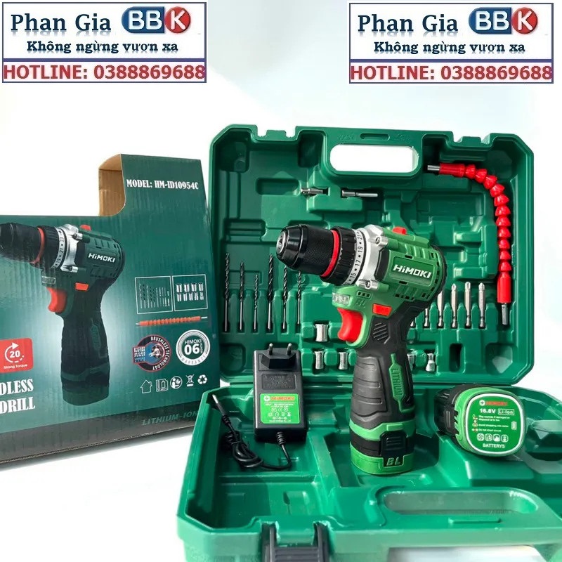 Máy Khoan Pin HIMOKI 16.8V - 3 Chức Năng - Khoan gỗ, Khoan tường - Motor 100% Dây Đồng - Bảo Hành 12 Tháng