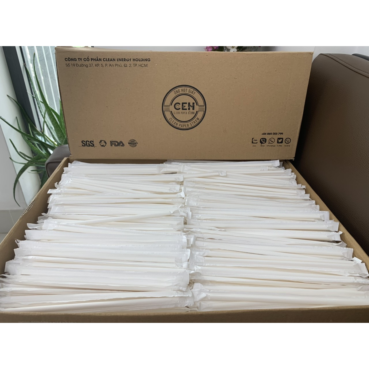 Ống hút giấy cao cấp Clean Paper Straw _ thùng 2500 ống có bọc giấy kích thước 6mm x 197mm dùng uống cà phê nước ép... ( take away)