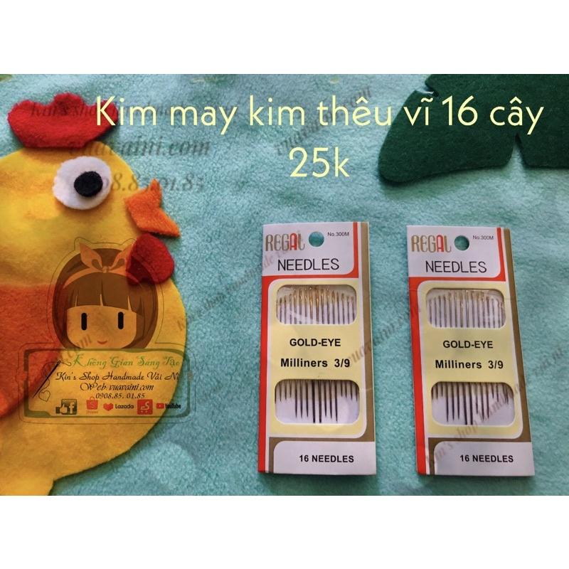 Kim thêu may tay vĩ 16 cây kích thước kim từ nhỏ đến lớn chuyên dùng thêu thùa may vá trong may mặc