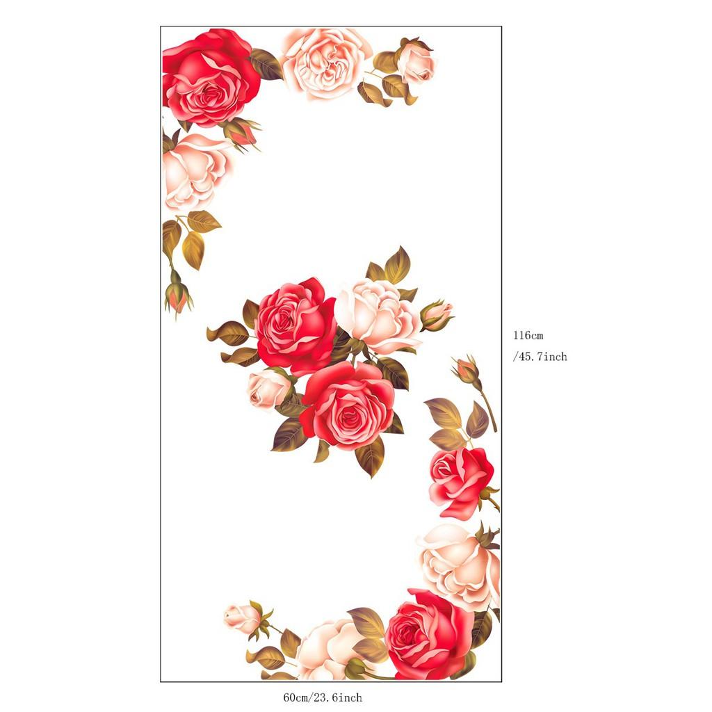 Decal dán kính cao cấp - Hoa Hồng Mẫu đơn đỏ hồng