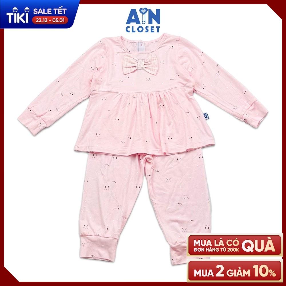 Bộ quần áo dài bé gái họa tiết Mèo Merci thun cotton - AICDBGYUMIBA - AIN Closet