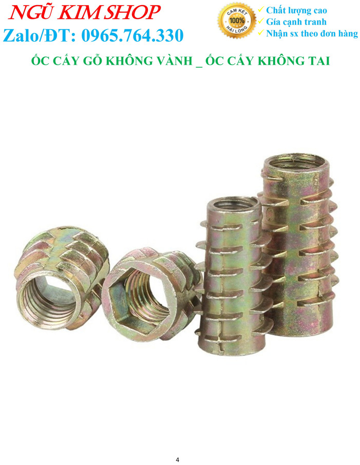 ỐC CẤY GỖ KHÔNG VÀNH _ ỐC CẤY KHÔNG TAI M4 -> M8