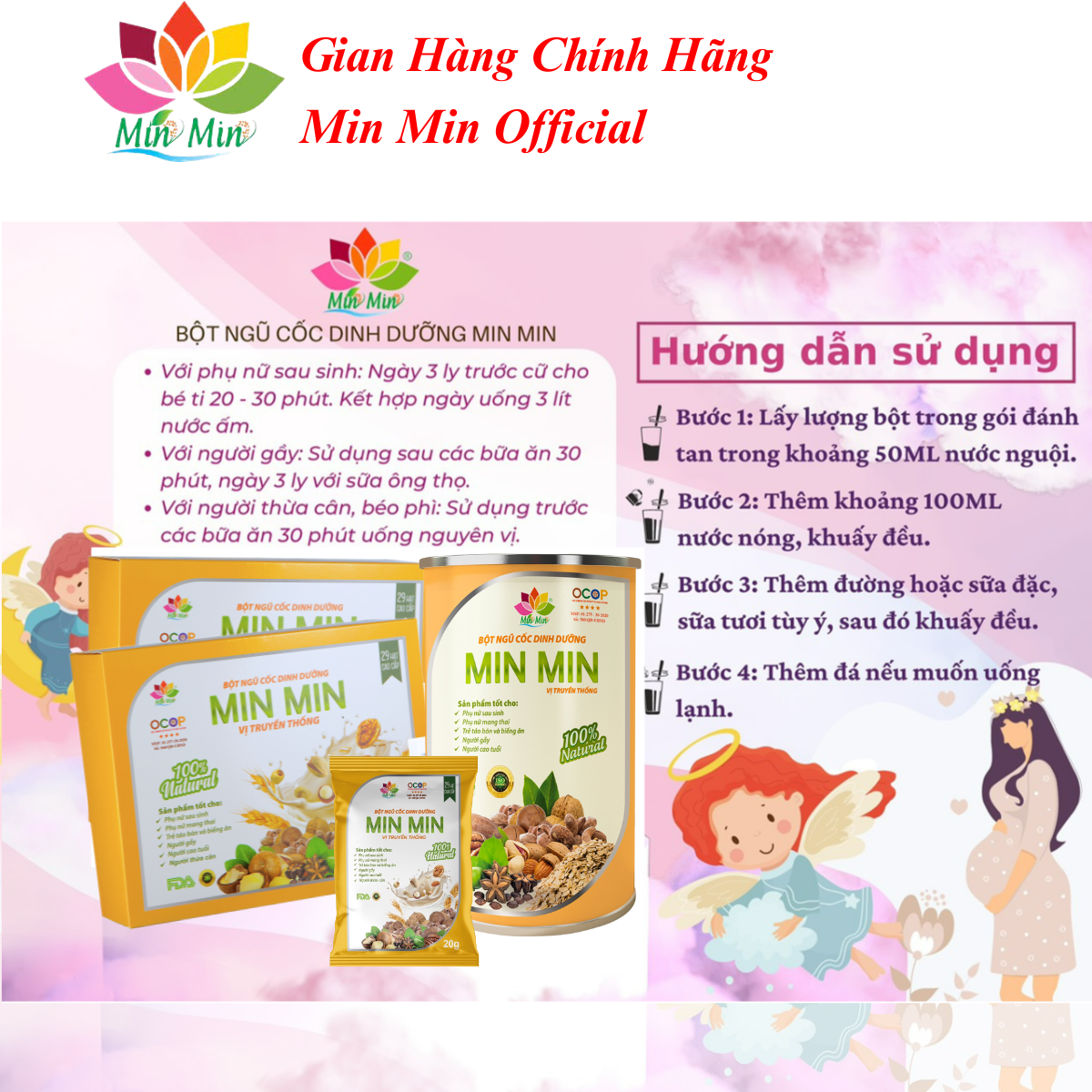 2 Hộp Ngũ Cốc Bầu Lợi Sữa Dinh Dưỡng Min Min 29 Vị Hạt Truyền Thống Ngũ Cốc Min Min Dinh Dưỡng Cho Cả Gia Đình