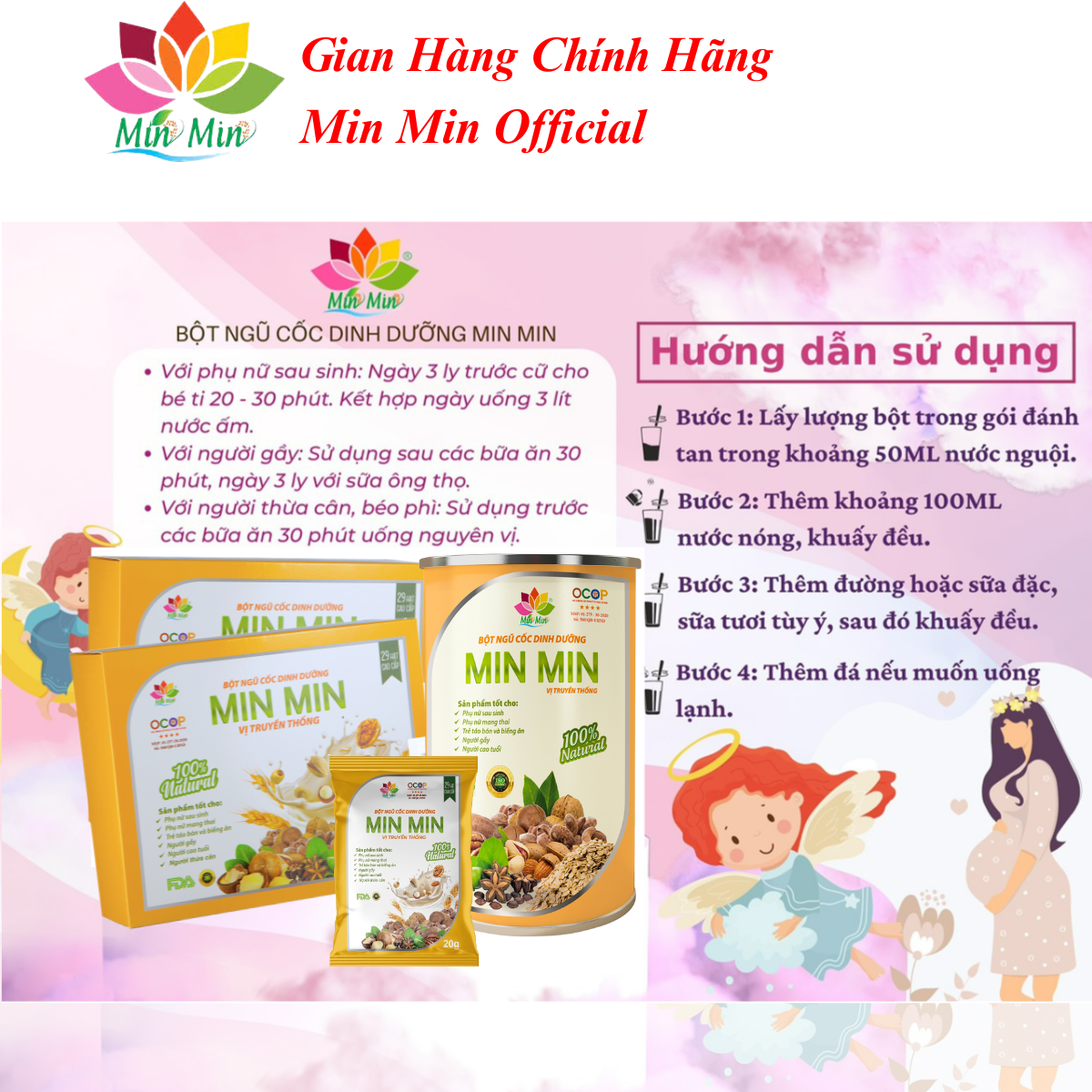 [COMBO] 2 Hộp (1Kg) Ngũ Cốc Bầu Lợi Sữa Dinh Dưỡng Min Min 29 Vị Hạt Truyền Thống Ngũ Cốc Min Min Dinh Dưỡng Cho Cả Gia Đình