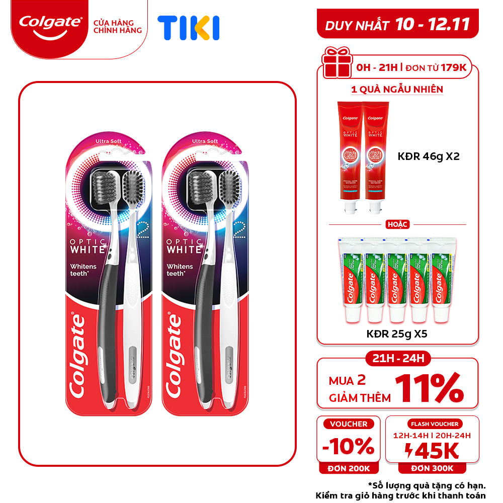 Bộ 4 bàn chải đánh răng Colgate trắng răng Optic White