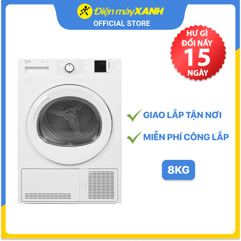 Máy sấy ngưng tụ Beko 8 Kg DU8133GA0W - Hàng chính hãng - Giao toàn quốc