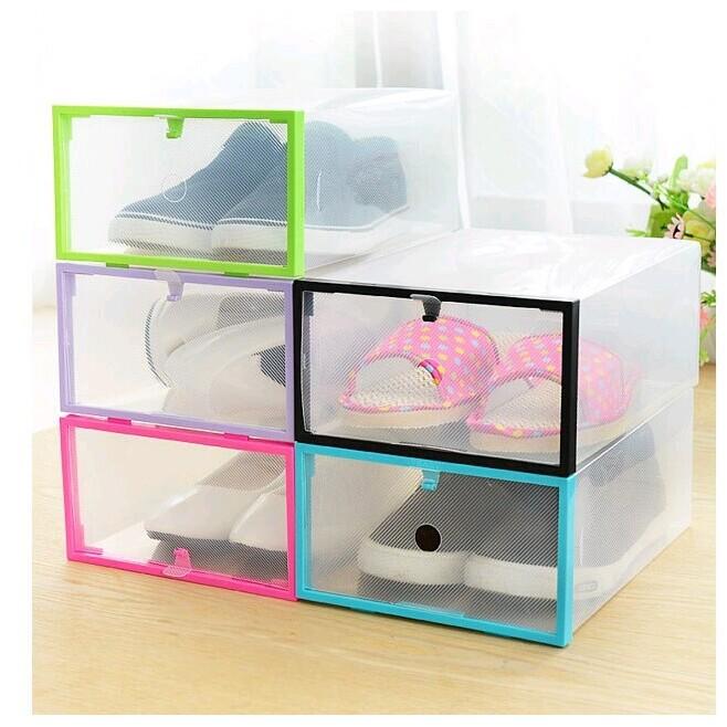 Set 2 Hộp Đựng Giày Dép Có Khung Viền Nhựa