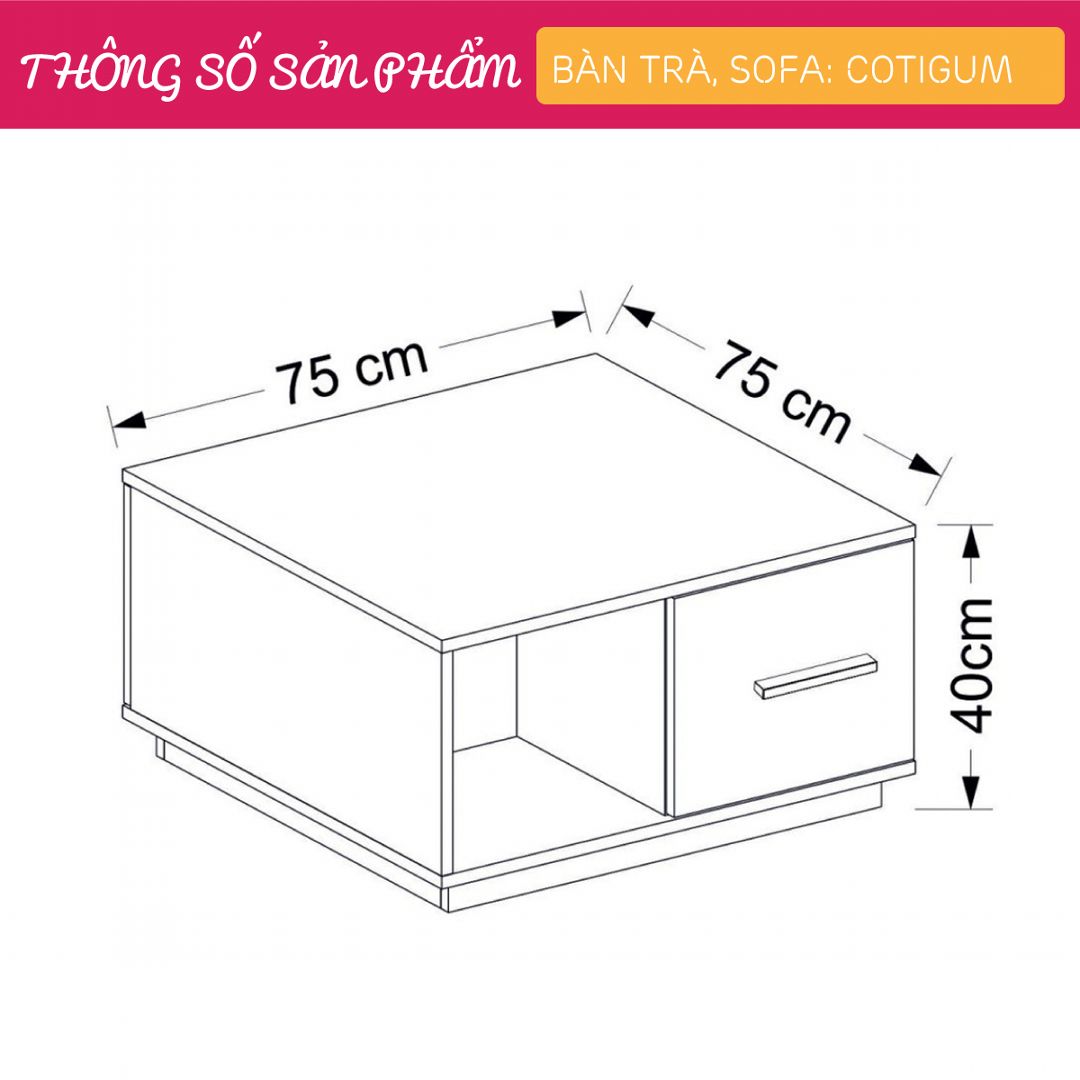 Bàn trà gỗ hiện đại SMLIFE Cogitum | Gỗ MDF dày 17mm chống ẩm | D75xR75xC40cm