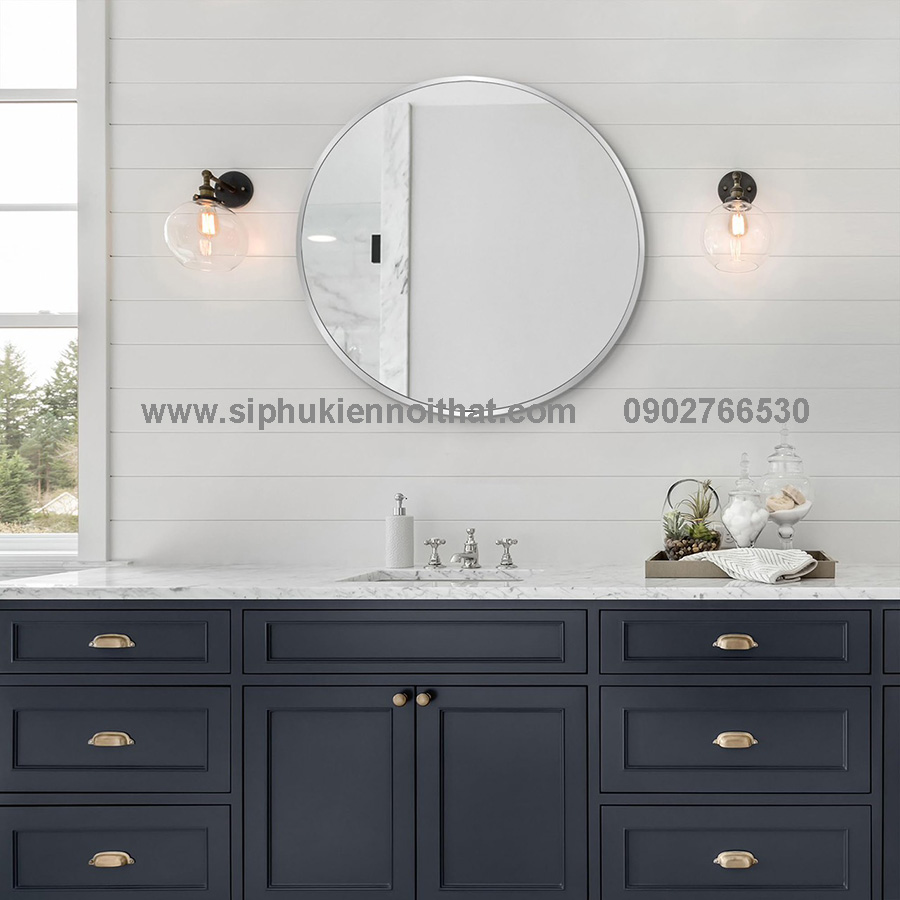 Gương Tròn Khung Nhôm Mạ Màu Trắng Bạc TT-070