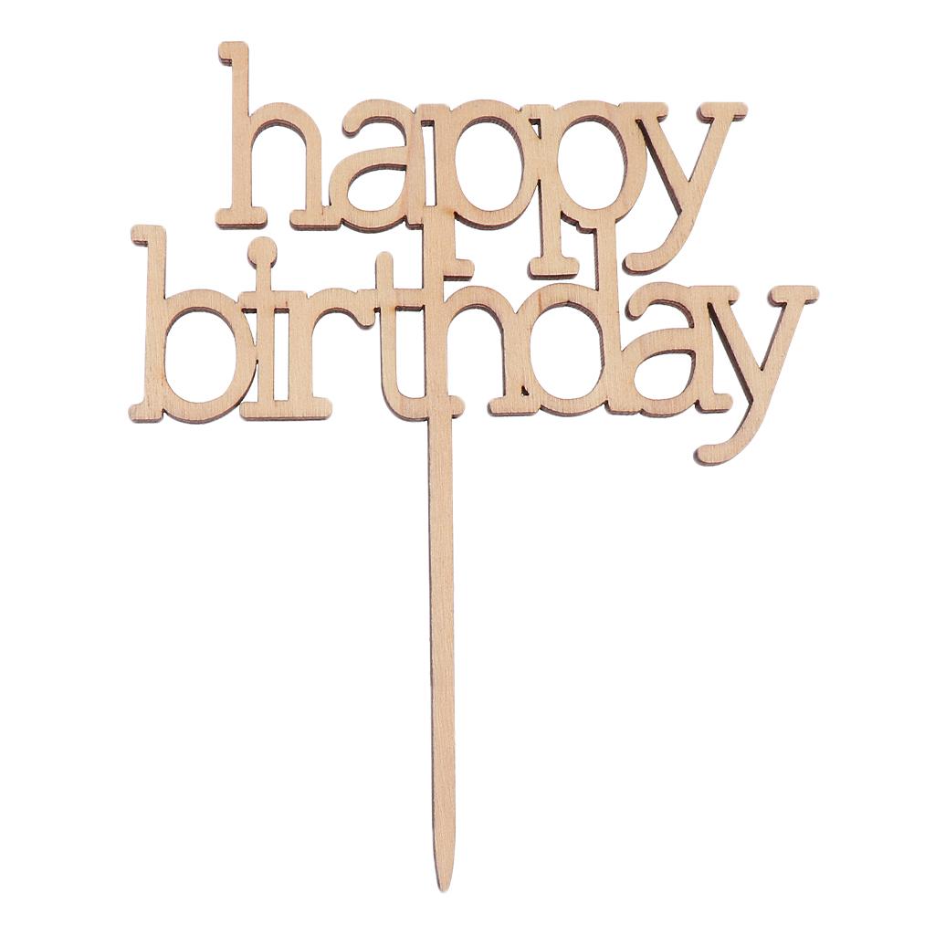 Wooden Happy Birthday Cake Topper Rustic Design Birthday Party Cake Decor