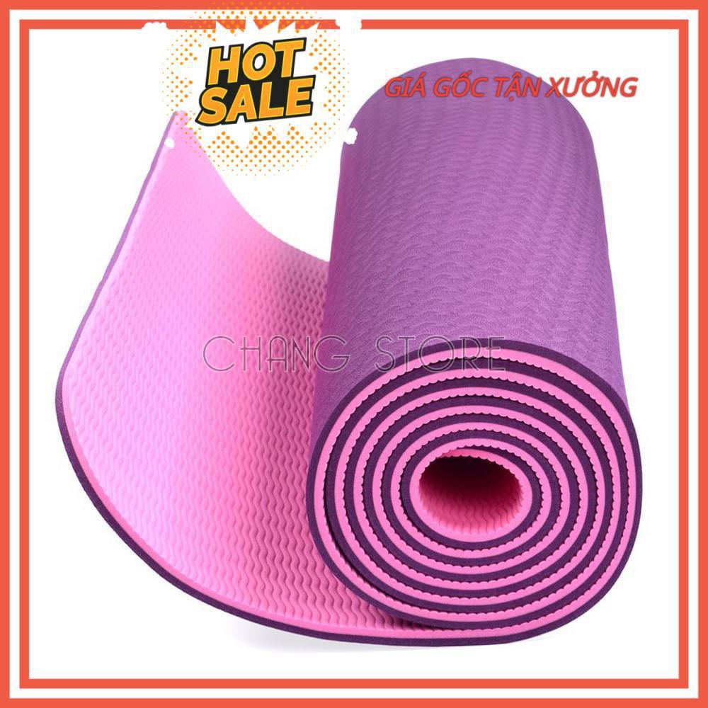 Thảm tập Yoga/ Gym TPE 2 LỚP Cao Su Non Dày, Êm Chống Trơn Trượt