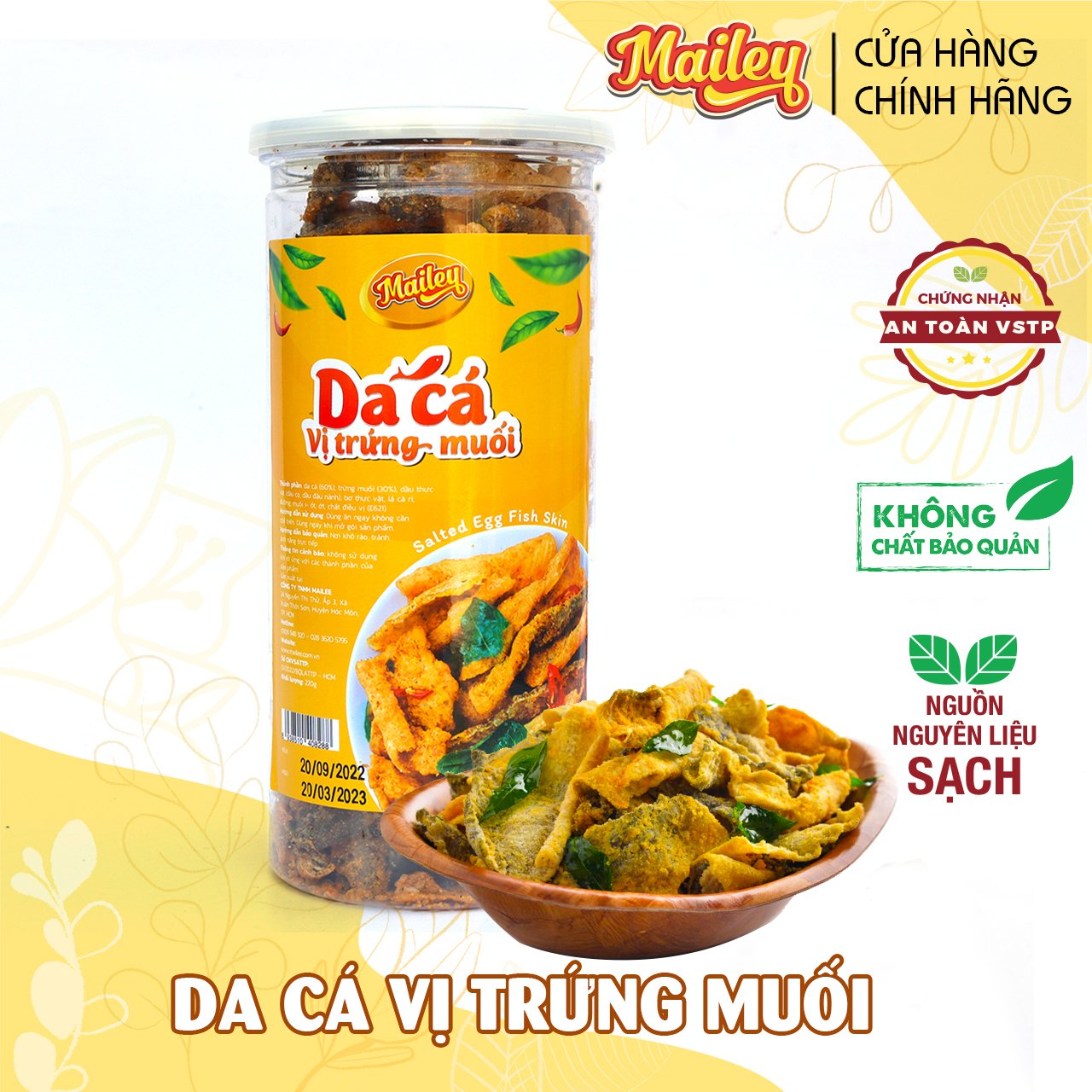 Da cá trứng muối ăn liền MAILEY hũ 220G
