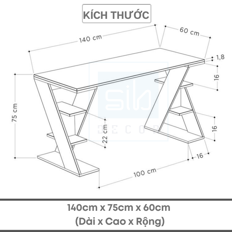 Bàn Làm Việc Với Thiết Kế Chân Bàn Chữ X Hiện Đại Thương Hiệu SIB Decor