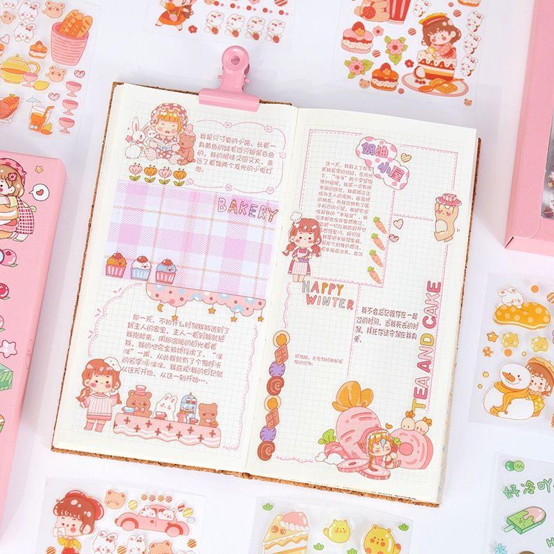 HÌNH DÁN - STICKER TRONG SUỐT CHO BÉ DÁN HÌNH HỘP 100 MIẾNG ĐỦ HÌNH ĐỦ MÀU HÌNH DÁN TRONG SUỐT CHỐNG NƯỚC