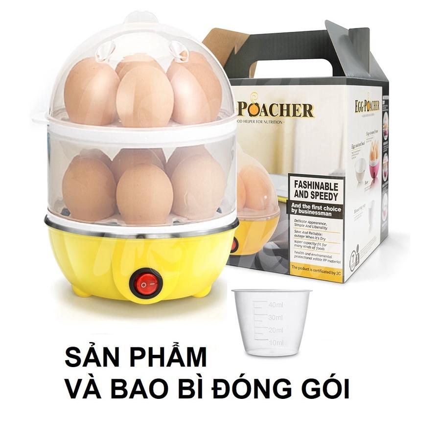 Nồi hấp trứng mini 2 tầng đa chức năng, dùng hấp trứng, bánh bao, rau củ, hải sản