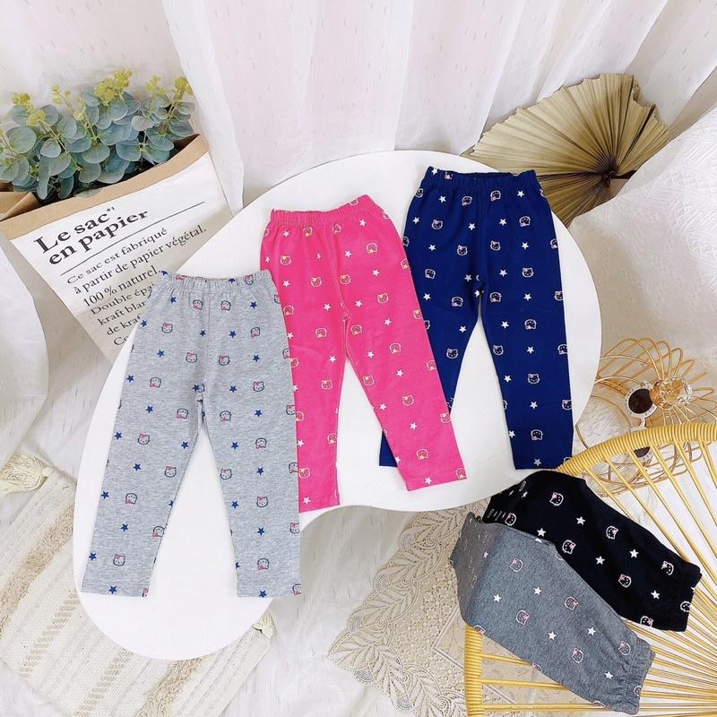 Quần cotton dài, Quần legging cho bé gái đẹp Chất liệu cotton in hình kitty từ (sz 10-23kg)