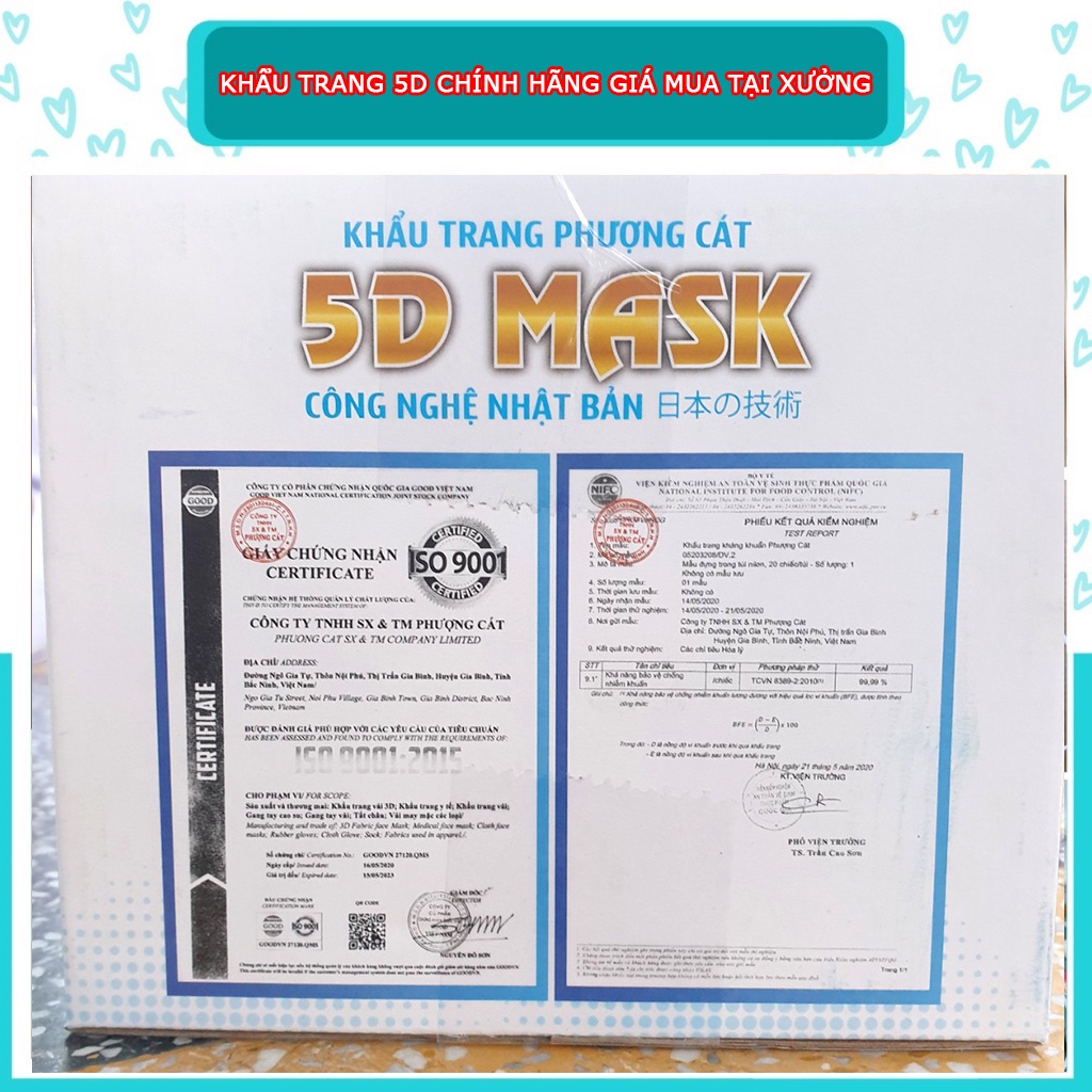 Khẩu trang 5D Mask Phượng Cát kháng khuẩn theo công nghệ Nhật Bản
