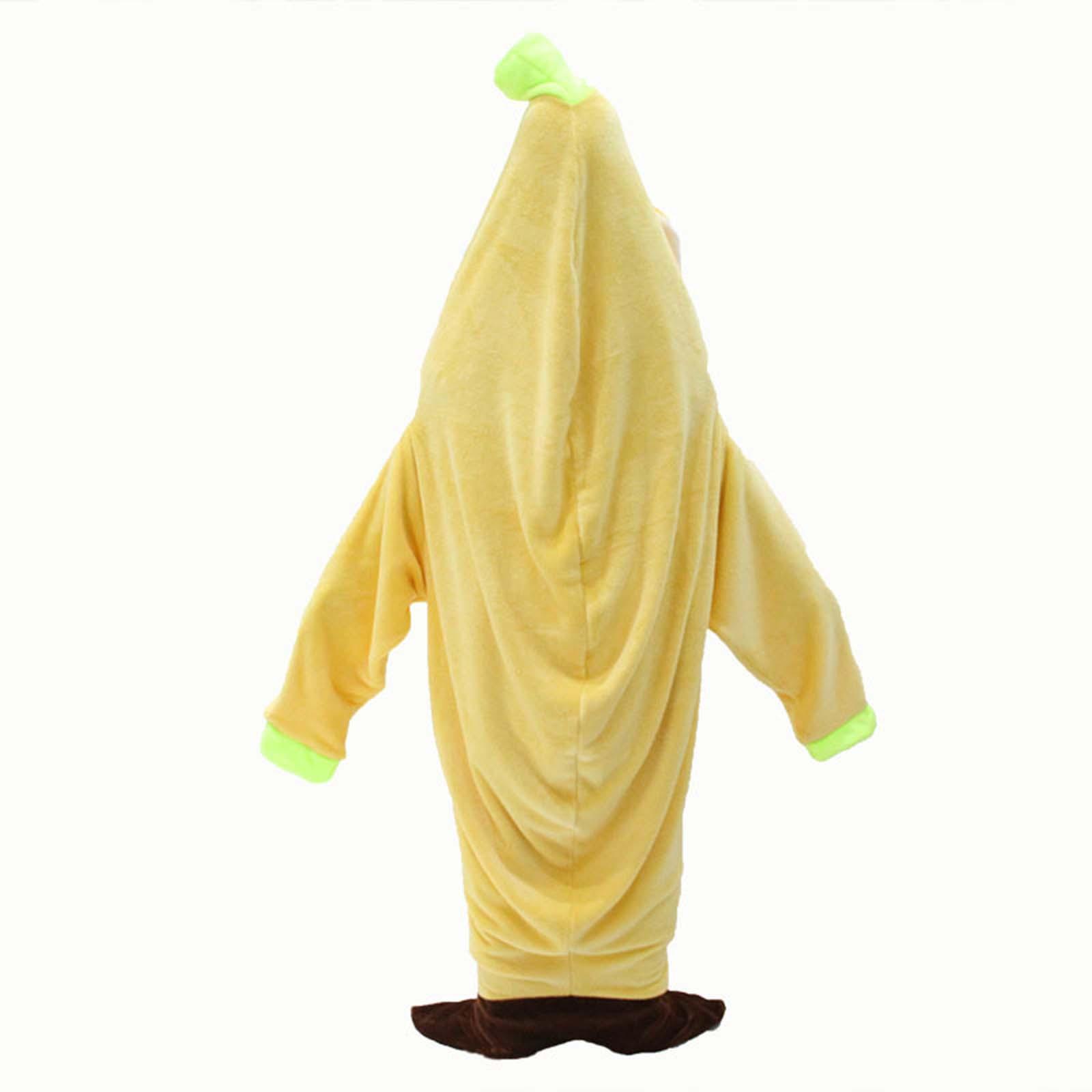 Wearable Banana Blanket Hooded Blanket Jumpsuit Halloween Fruit Sleeping Bag