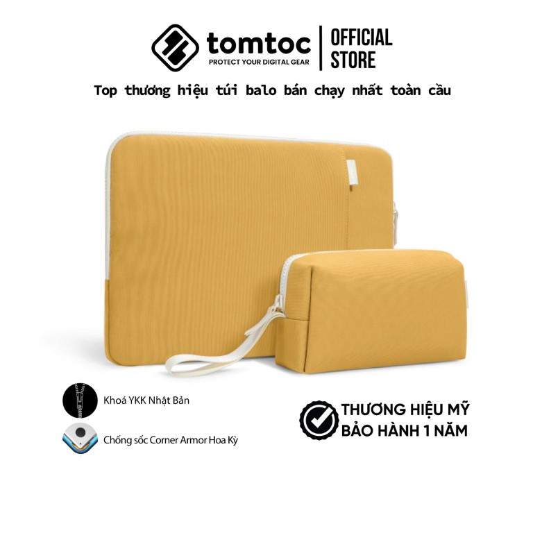 Túi chống sốc Tomtoc Organized Corner Armor and Pouch cho Macbook 13inch - kèm túi phụ kiện, hàng chính hãng