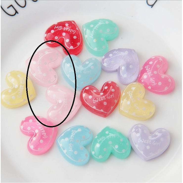 *HN* Charm trái tim trong suốt cho các bạn làm Epoxy, Jibbitz, vỏ ốp điện thoại, slime, DIY