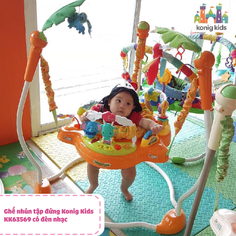 Ghế nhún nhảy tập đứng jumperoo Konig Kids KK63569 có đèn nhạc và thanh đồ chơi trẻ em