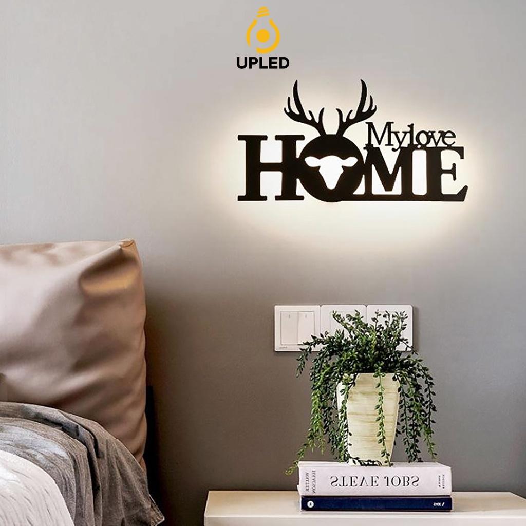 Đèn ngủ treo tường decor UPLED hình chữ HOME LOVE trang trí không gian phòng khách