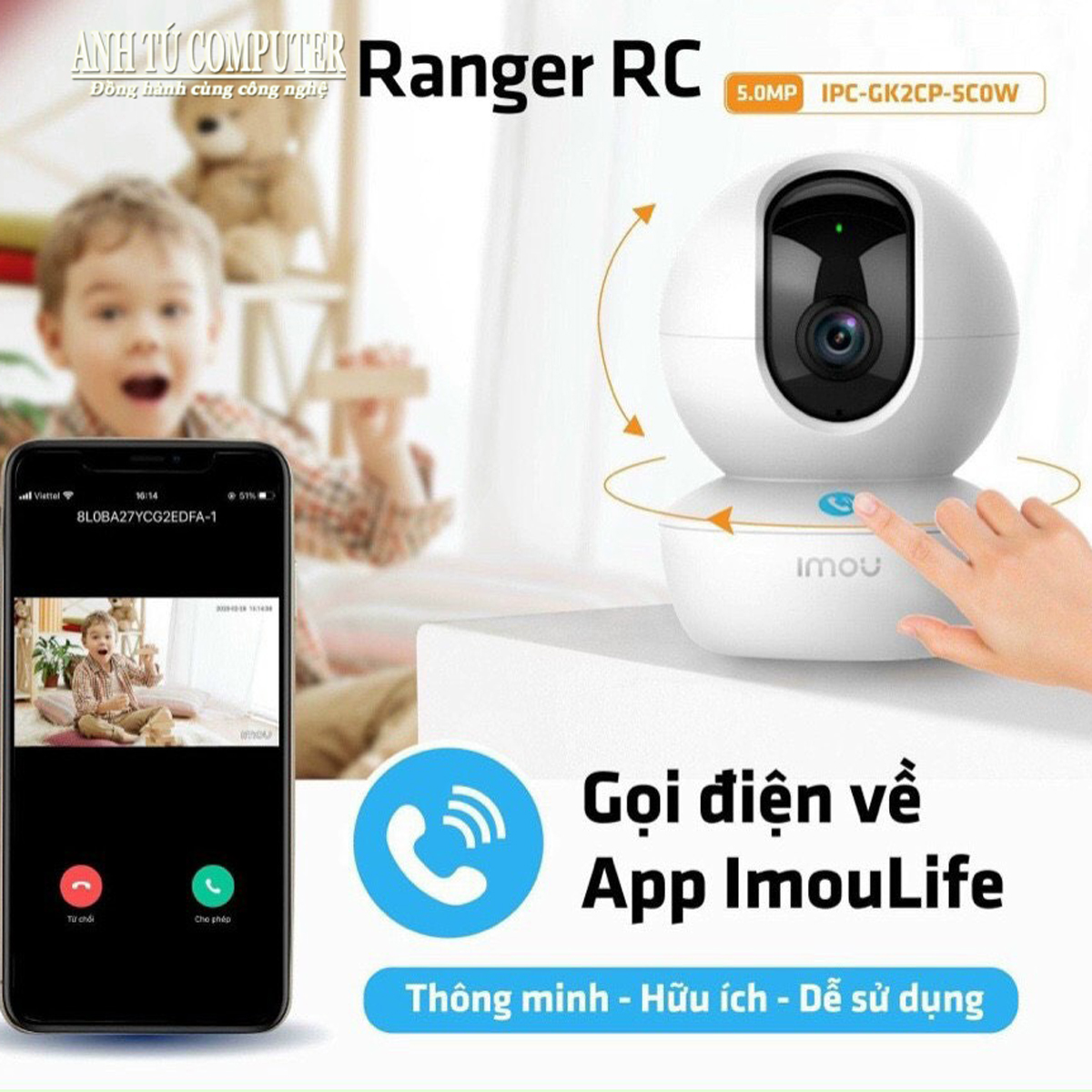Camera WiFi quay quét 5MP IMOU IPC-GK2CP-5C0WR hàng chính hãng