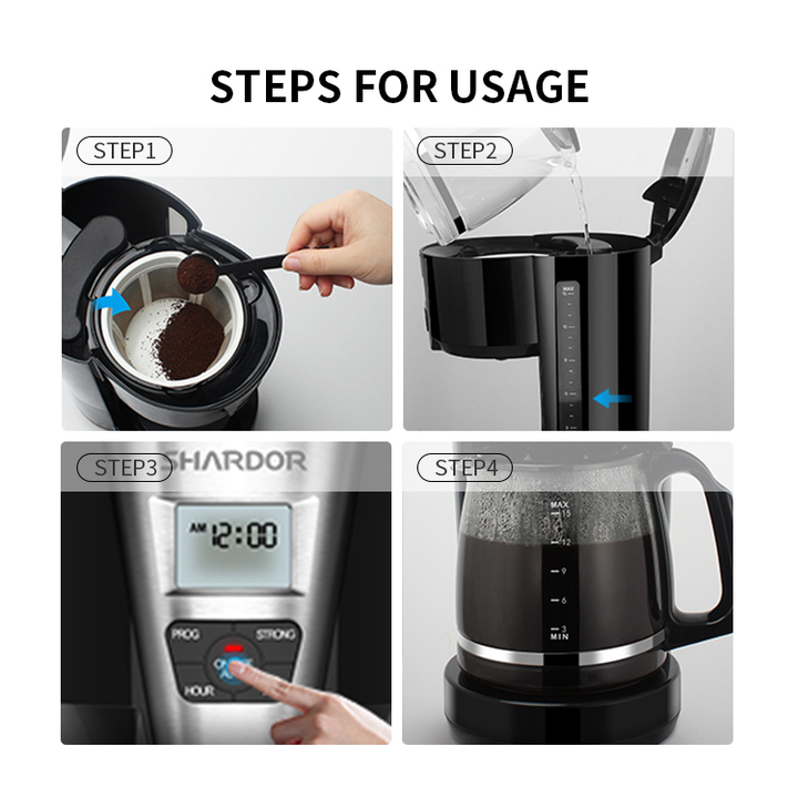 Máy pha cà phê tự động cao cấp nhãn hiệu Shardor CM515B dùng cho gia đình, văn phòng - HÀNG NHẬP KHẨU