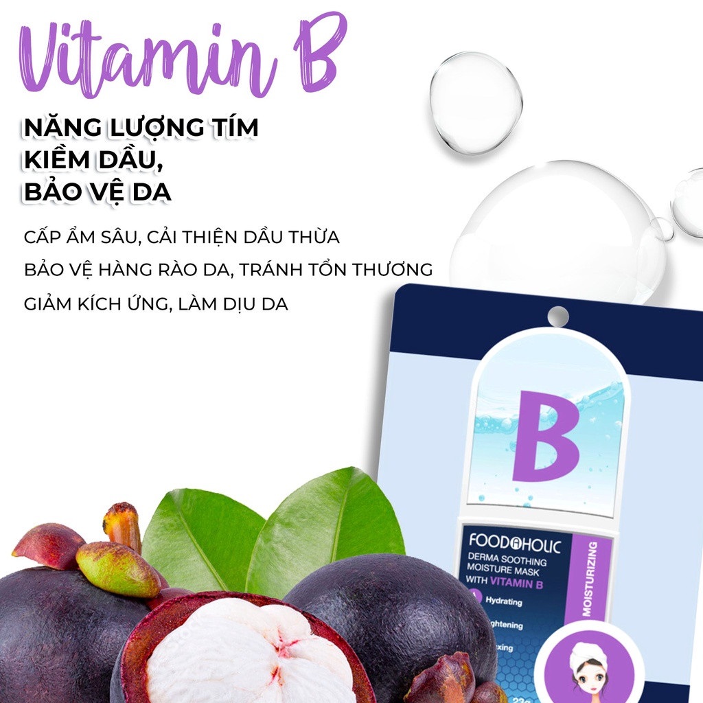 Mặt Nạ Dưỡng Ẩm, Hỗ Trợ Thu Nhỏ Lỗ Chân Lông Chiết Xuất Vitamin B Foodaholic Derma Soothing Moisture Mask 23g
