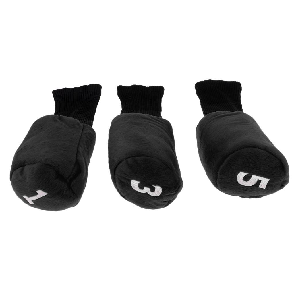 2x3pcs Long Neck Golf Club Head Cover Wood Headcover for Women Black